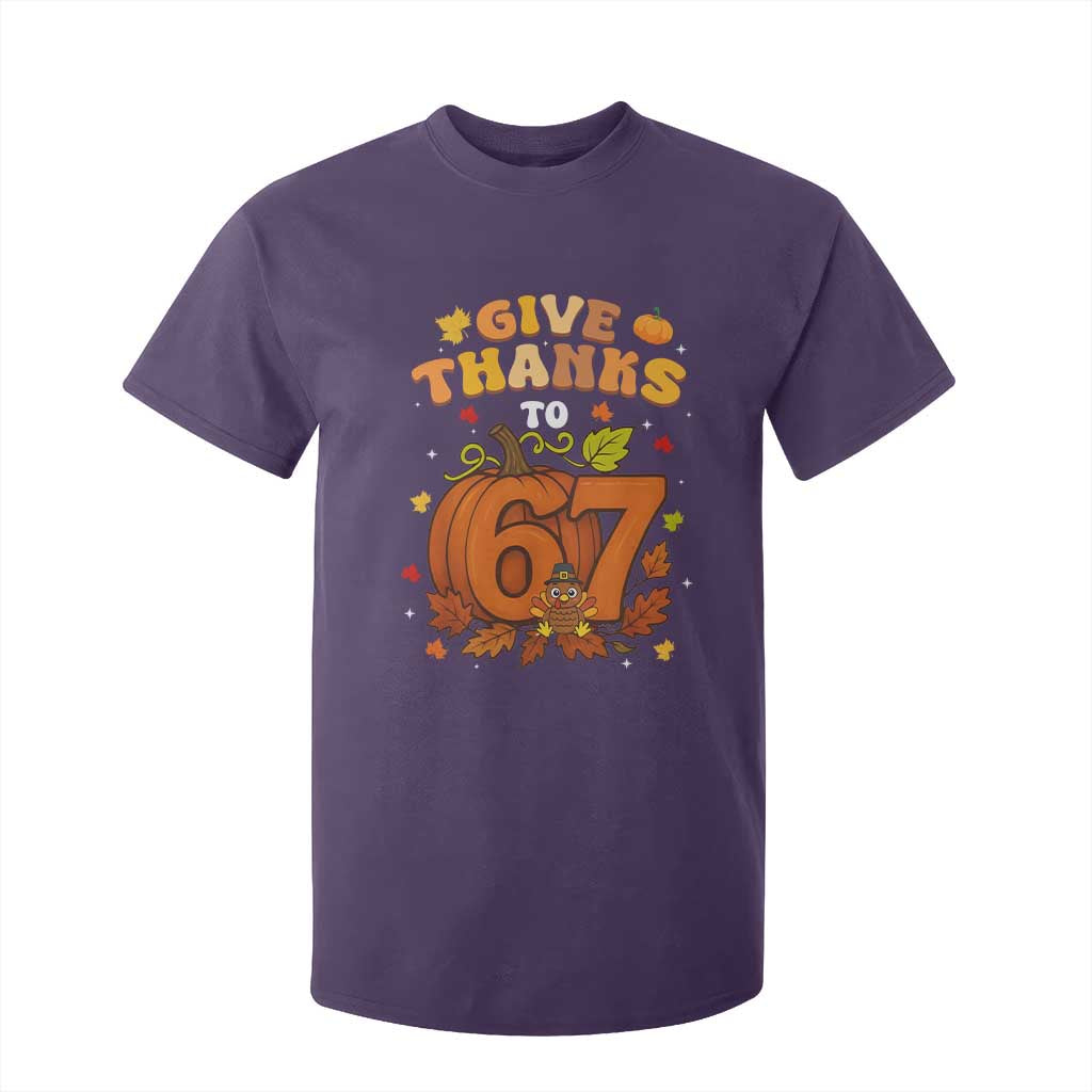 Thanksgiving Give Thanks To 67 T Shirt For Kid Funny Brainrot Meme Gift TS12 Purple Print Your Wear
