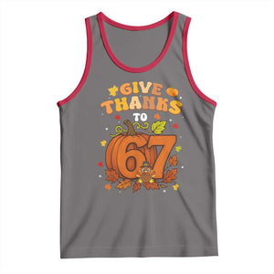 Thanksgiving Give Thanks To 67 Tank Top Funny Brainrot Meme Gift TS12 Deep Heather Red Print Your Wear