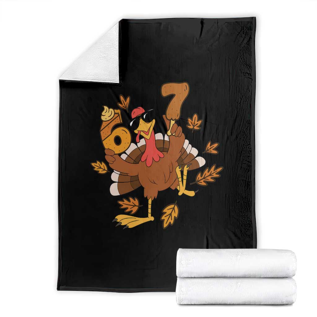 Trending Six Seven Meme Turkey Throw Blanket Funny Thanksgiving Gift TS12 Black Print Your Wear