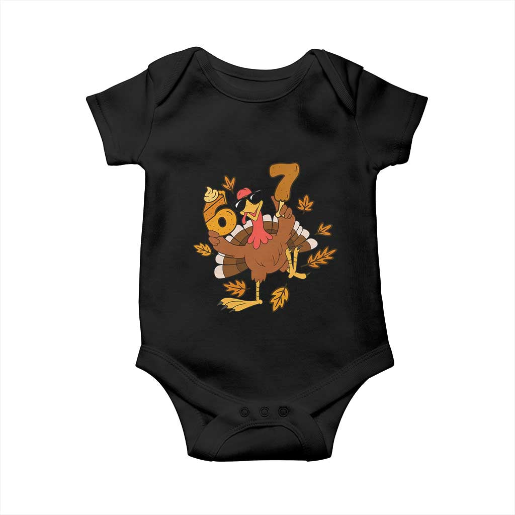 Trending Six Seven Meme Turkey Baby Onesie Funny Thanksgiving Gift TS12 Black Print Your Wear