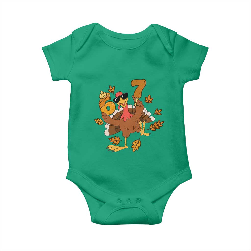 Trending Six Seven Meme Turkey Baby Onesie Funny Thanksgiving Gift TS12 Irish Green Print Your Wear