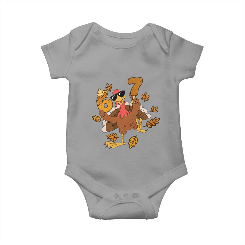 Trending Six Seven Meme Turkey Baby Onesie Funny Thanksgiving Gift TS12 Sport Gray Print Your Wear