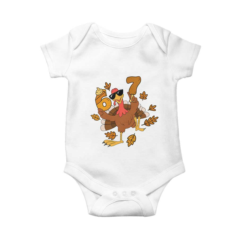 Trending Six Seven Meme Turkey Baby Onesie Funny Thanksgiving Gift TS12 White Print Your Wear