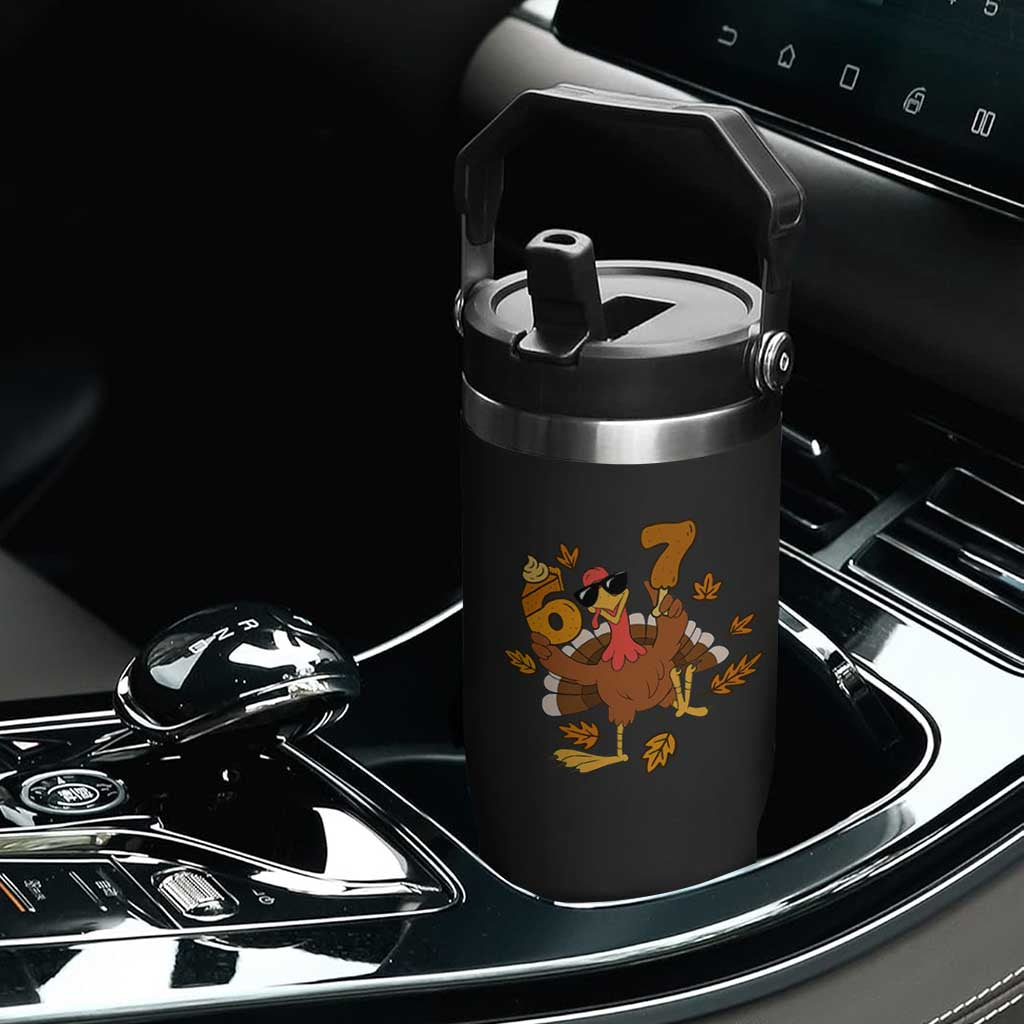 Trending Six Seven Meme Turkey Flip Straw Tumbler Funny Thanksgiving Gift TS12 Print Your Wear