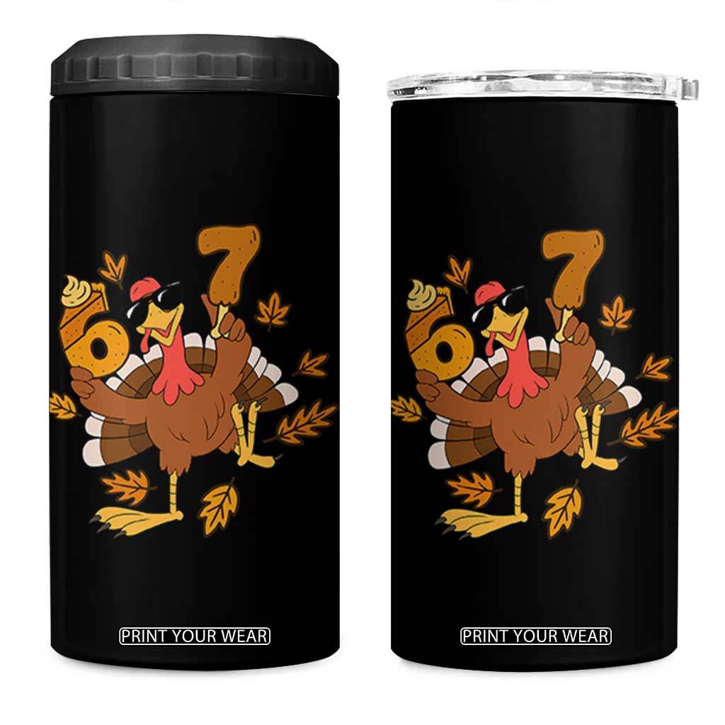 Trending Six Seven Meme Turkey 4 in 1 Can Cooler Tumbler Funny Thanksgiving Gift TS12 One Size: 16 oz Black Print Your Wear