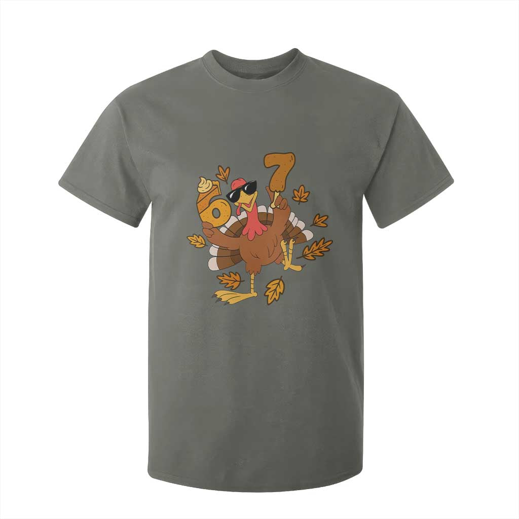 Trending Six Seven Meme Turkey T Shirt For Kid Funny Thanksgiving Gift TS12 Military Green Print Your Wear