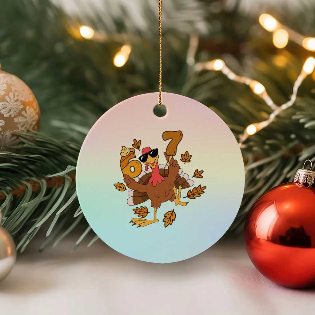 Trending Six Seven Meme Turkey Ceramic Ornament Funny Thanksgiving Gift TS12 1pc Pastel Print Your Wear