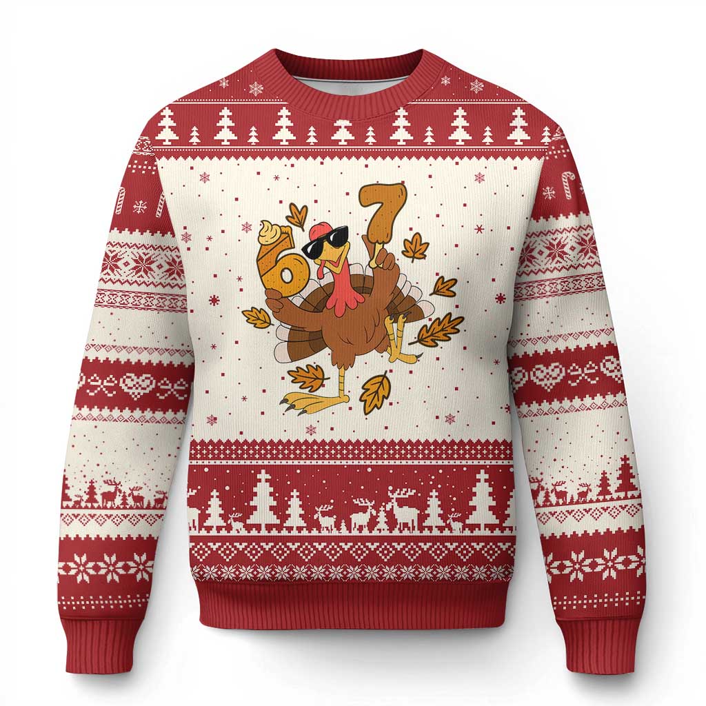 Trending Six Seven Meme Turkey Ugly Christmas Sweater Funny Thanksgiving Gift TS12 Beige Red Print Your Wear