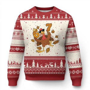 Trending Six Seven Meme Turkey Ugly Christmas Sweater Funny Thanksgiving Gift TS12 Beige Red Print Your Wear