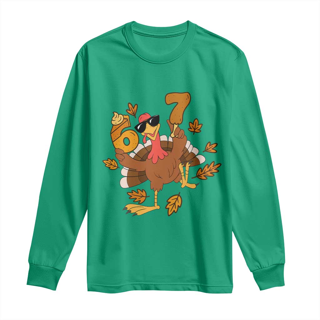 Trending Six Seven Meme Turkey Long Sleeve Shirt Funny Thanksgiving Gift TS12 Irish Green Print Your Wear
