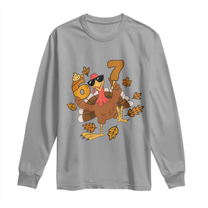 Trending Six Seven Meme Turkey Long Sleeve Shirt Funny Thanksgiving Gift TS12 Sport Gray Print Your Wear