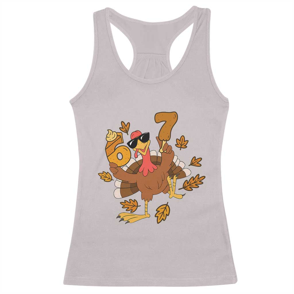 Trending Six Seven Meme Turkey Racerback Tank Top Funny Thanksgiving Gift TS12 Ice Gray Print Your Wear