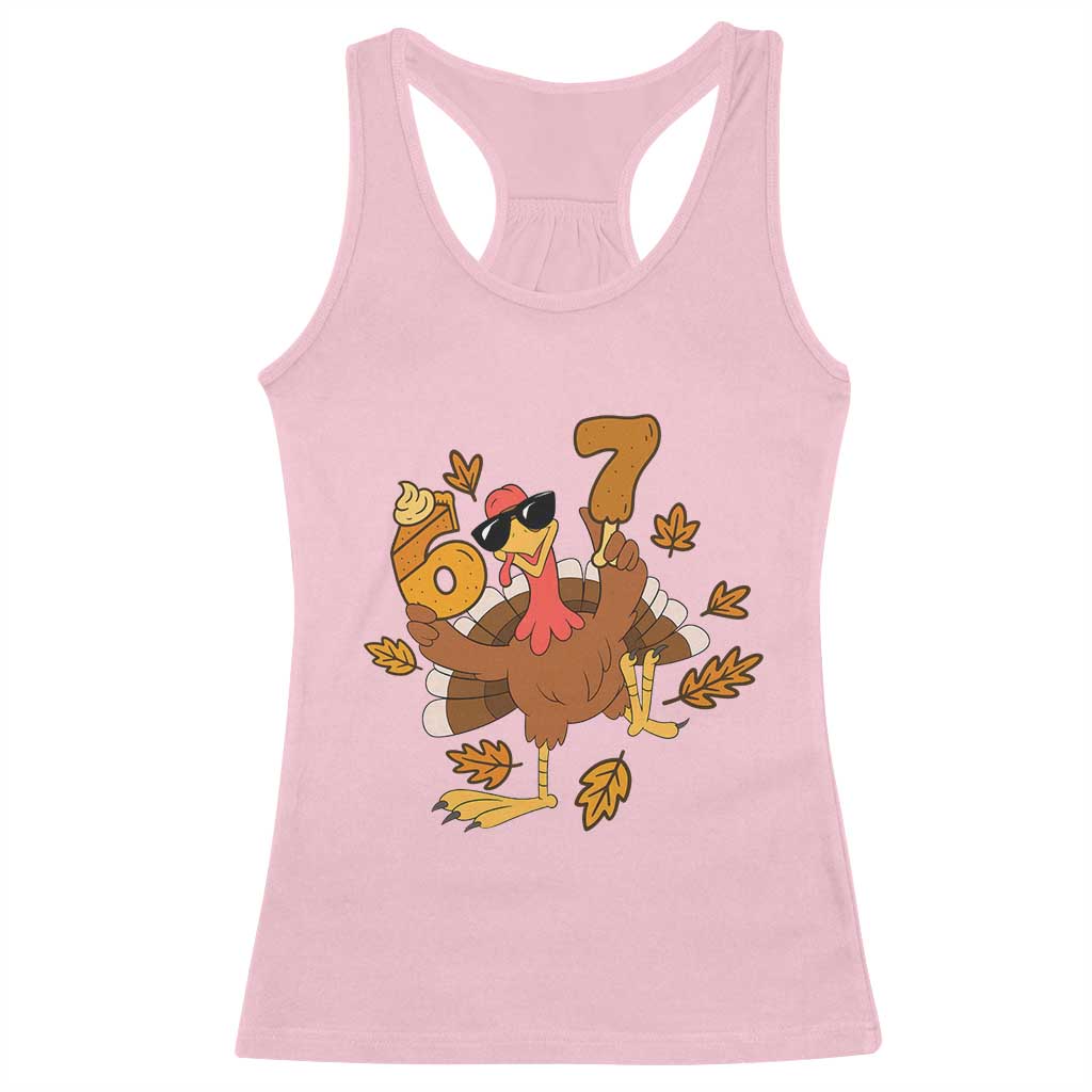 Trending Six Seven Meme Turkey Racerback Tank Top Funny Thanksgiving Gift TS12 Light Pink Print Your Wear