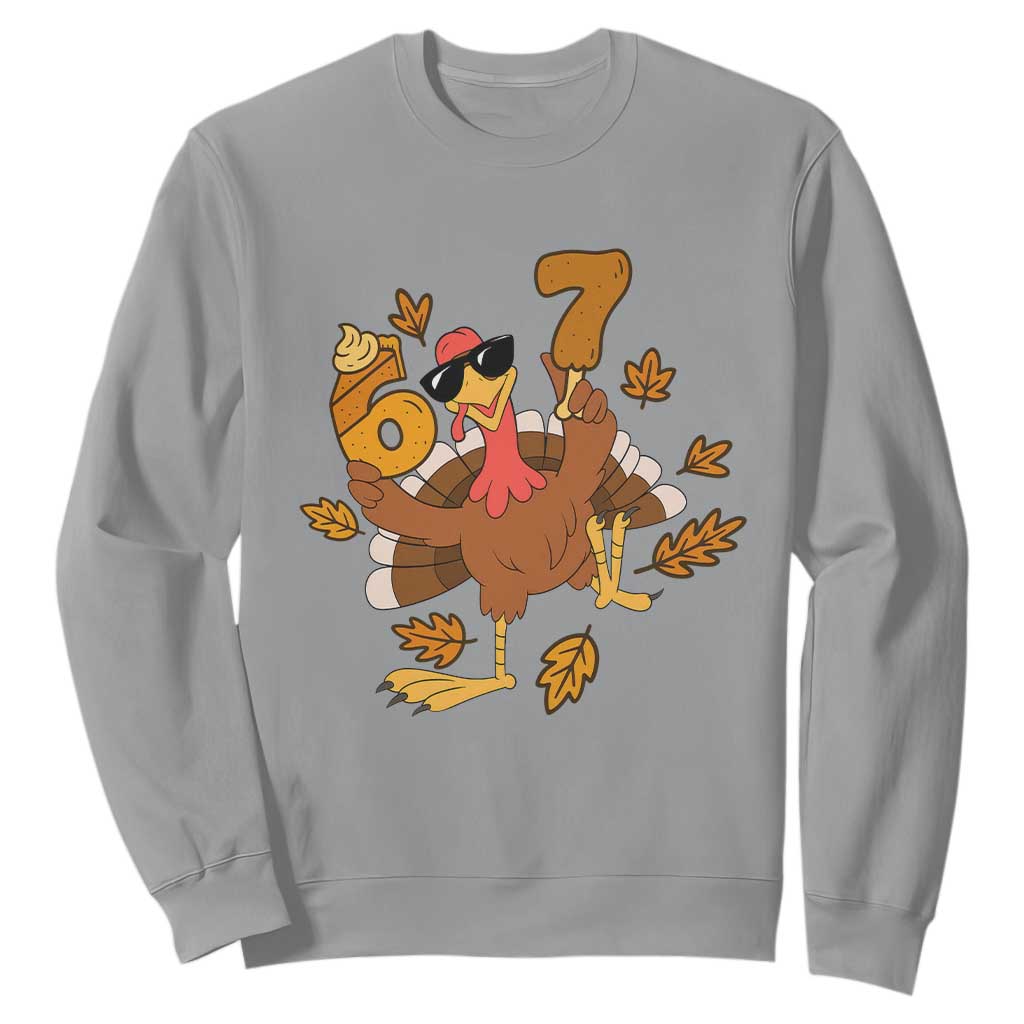 Trending Six Seven Meme Turkey Sweatshirt Funny Thanksgiving Gift TS12 Sport Gray Print Your Wear