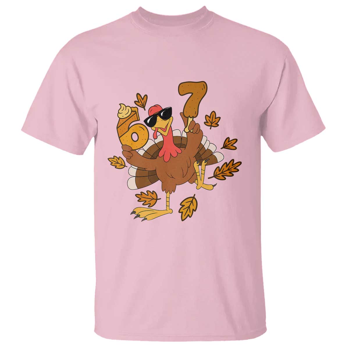 Trending Six Seven Meme Turkey T Shirt Funny Thanksgiving Gift TS12 Light Pink Print Your Wear