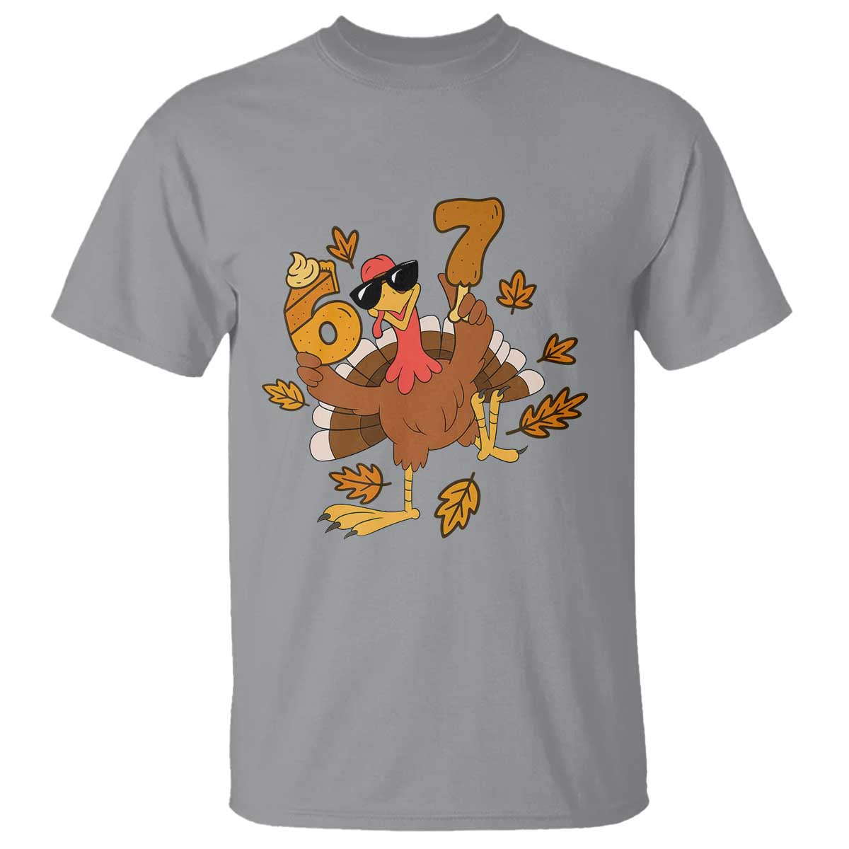 Trending Six Seven Meme Turkey T Shirt Funny Thanksgiving Gift TS12 Sport Gray Print Your Wear