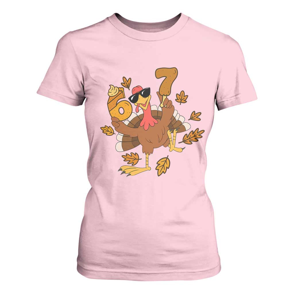 Trending Six Seven Meme Turkey T Shirt For Women Funny Thanksgiving Gift TS12 Light Pink Print Your Wear