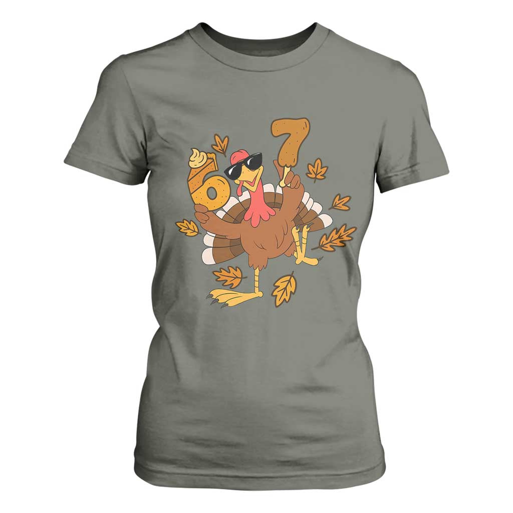 Trending Six Seven Meme Turkey T Shirt For Women Funny Thanksgiving Gift TS12 Military Green Print Your Wear