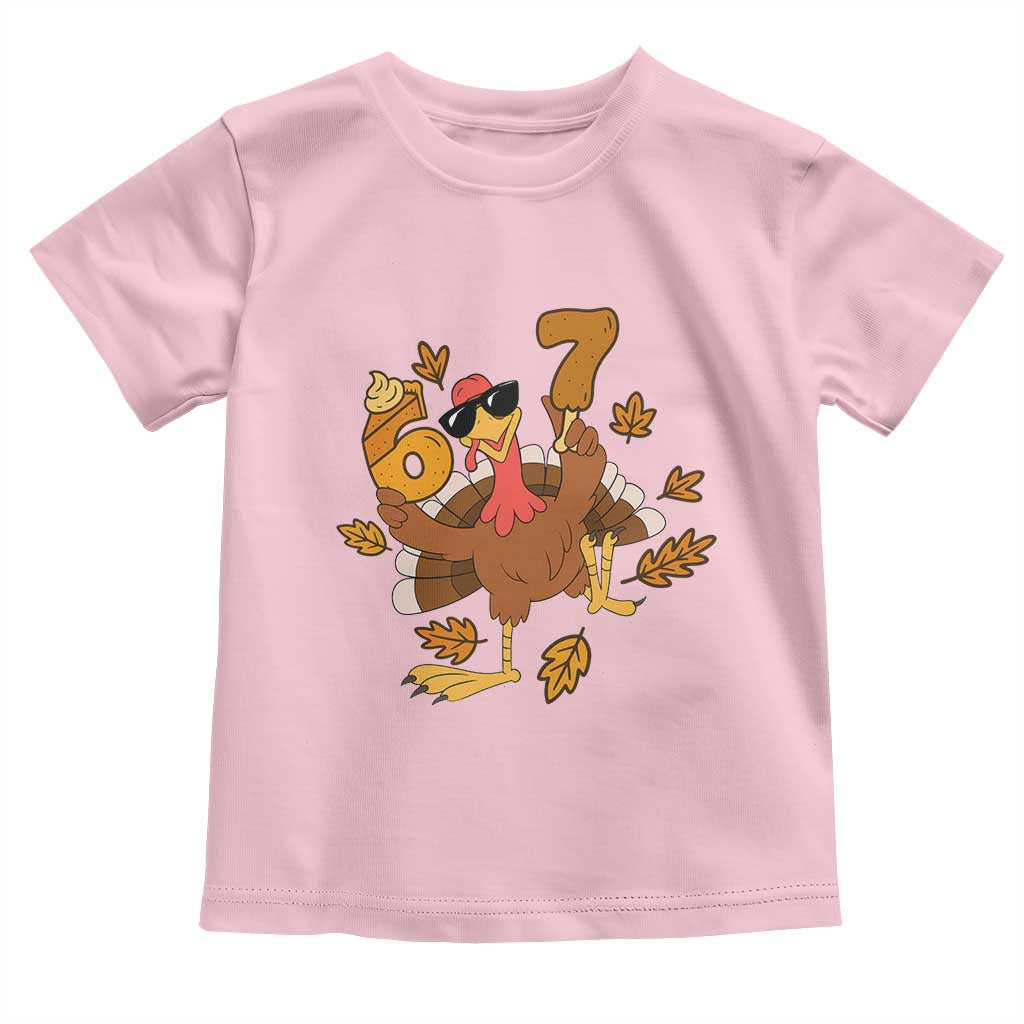 Trending Six Seven Meme Turkey Toddler T Shirt Funny Thanksgiving Gift TS12 Light Pink Print Your Wear