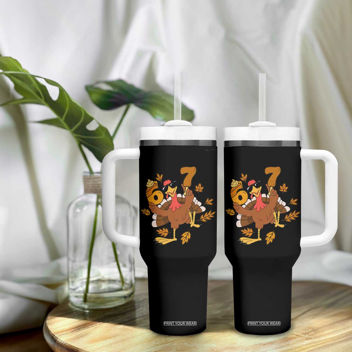 Trending Six Seven Meme Turkey Tumbler With Handle Funny Thanksgiving Gift TS12 Print Your Wear