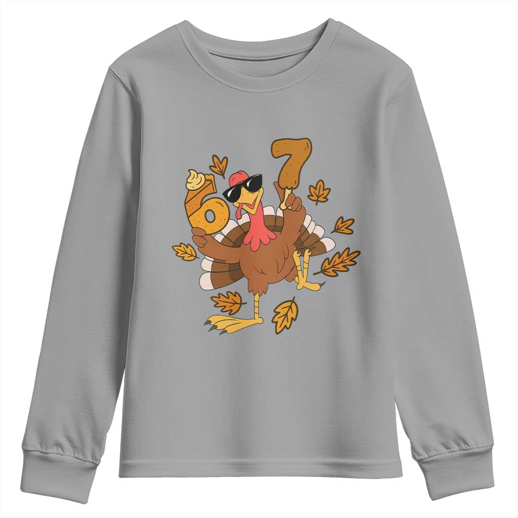 Trending Six Seven Meme Turkey Youth Sweatshirt Funny Thanksgiving Gift TS12 Sport Gray Print Your Wear