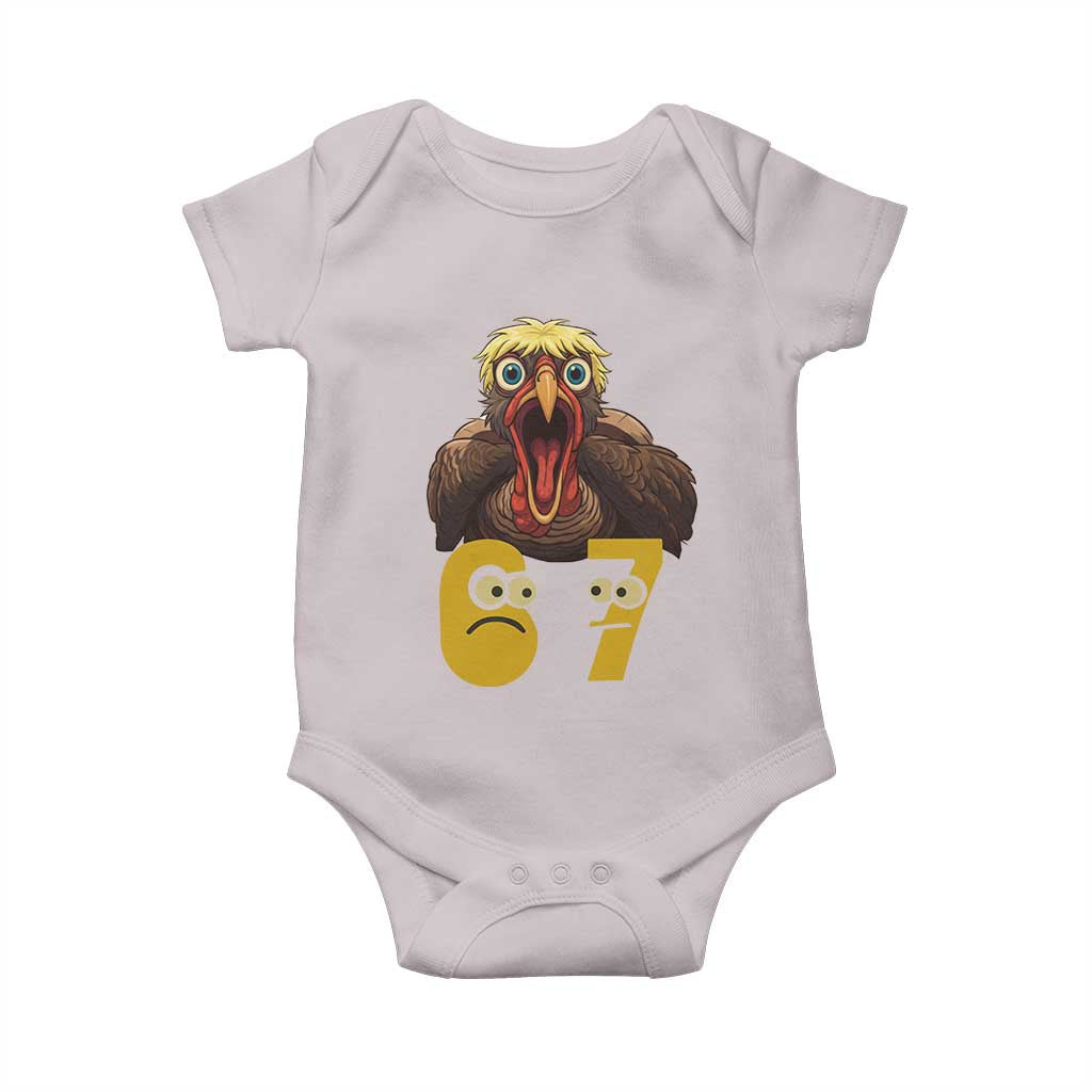 Six Seven Meme Turkey Baby Onesie Trending Gen Alpha Thanksgiving Gift TS12 Ice Gray Print Your Wear