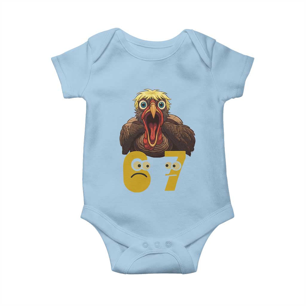Six Seven Meme Turkey Baby Onesie Trending Gen Alpha Thanksgiving Gift TS12 Light Blue Print Your Wear