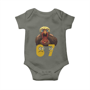 Six Seven Meme Turkey Baby Onesie Trending Gen Alpha Thanksgiving Gift TS12 Military Green Print Your Wear