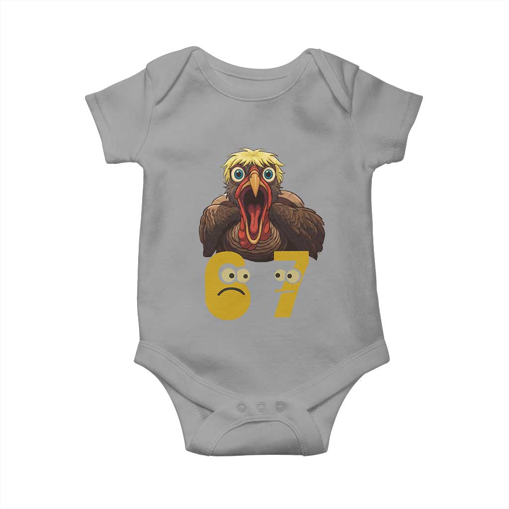 Six Seven Meme Turkey Baby Onesie Trending Gen Alpha Thanksgiving Gift TS12 Sport Gray Print Your Wear