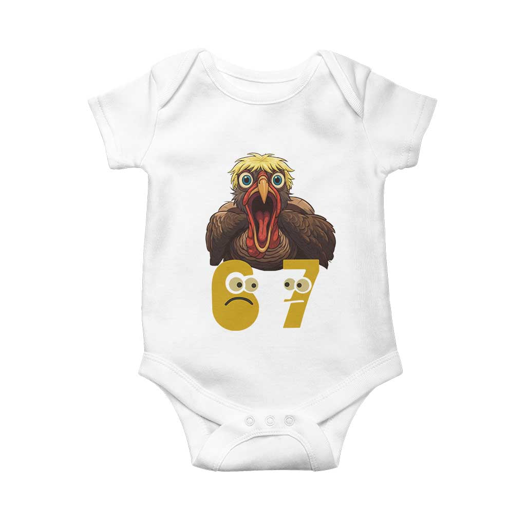 Six Seven Meme Turkey Baby Onesie Trending Gen Alpha Thanksgiving Gift TS12 White Print Your Wear