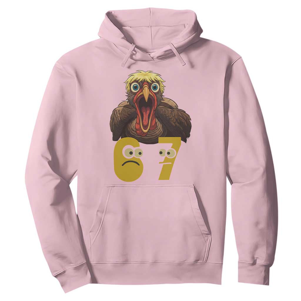 Six Seven Meme Turkey Hoodie Trending Gen Alpha Thanksgiving Gift TS12 Light Pink Print Your Wear