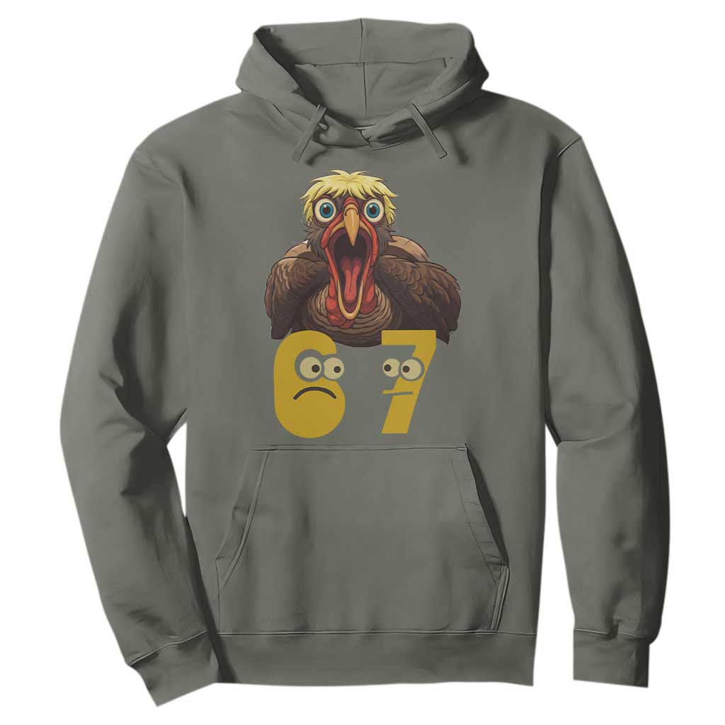 Six Seven Meme Turkey Hoodie Trending Gen Alpha Thanksgiving Gift TS12 Military Green Print Your Wear