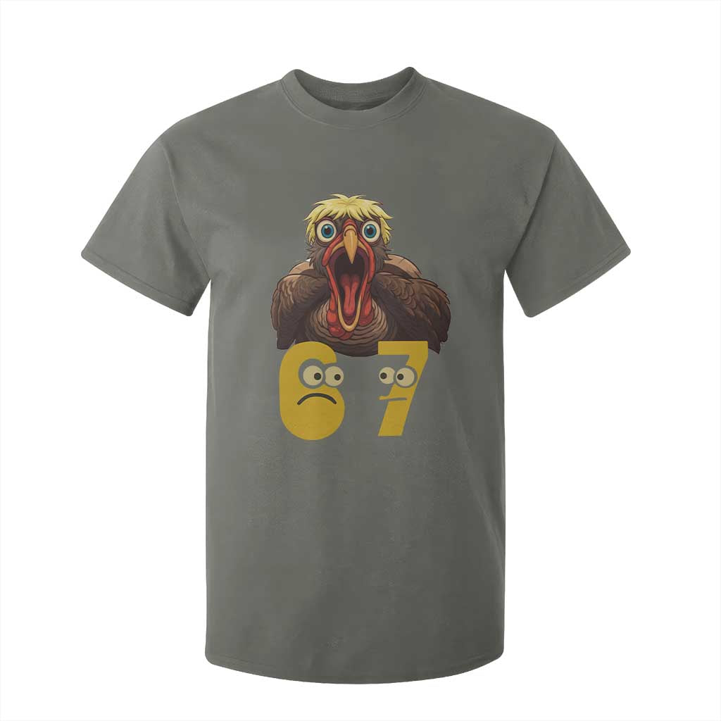 Six Seven Meme Turkey T Shirt For Kid Trending Gen Alpha Thanksgiving Gift TS12 Military Green Print Your Wear