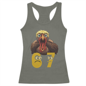Six Seven Meme Turkey Racerback Tank Top Trending Gen Alpha Thanksgiving Gift TS12 Military Green Print Your Wear