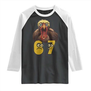 Six Seven Meme Turkey Raglan Shirt Trending Gen Alpha Thanksgiving Gift TS12 Black White Print Your Wear
