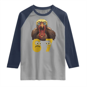 Six Seven Meme Turkey Raglan Shirt Trending Gen Alpha Thanksgiving Gift TS12 Sport Gray Navy Print Your Wear
