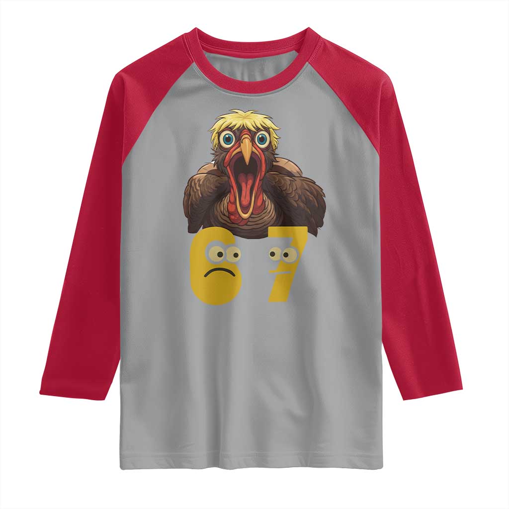 Six Seven Meme Turkey Raglan Shirt Trending Gen Alpha Thanksgiving Gift TS12 Sport Gray Red Print Your Wear