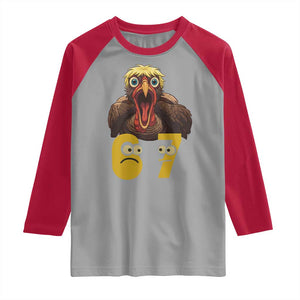 Six Seven Meme Turkey Raglan Shirt Trending Gen Alpha Thanksgiving Gift TS12 Sport Gray Red Print Your Wear