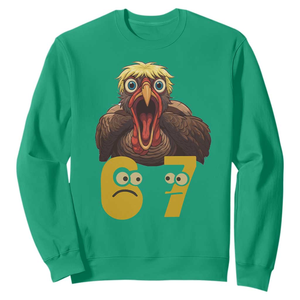 Six Seven Meme Turkey Sweatshirt Trending Gen Alpha Thanksgiving Gift TS12 Irish Green Print Your Wear