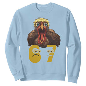 Six Seven Meme Turkey Sweatshirt Trending Gen Alpha Thanksgiving Gift TS12 Light Blue Print Your Wear