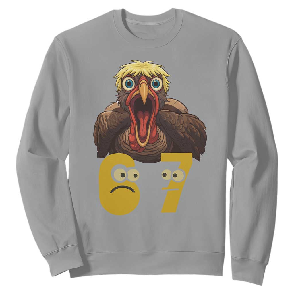 Six Seven Meme Turkey Sweatshirt Trending Gen Alpha Thanksgiving Gift TS12 Sport Gray Print Your Wear