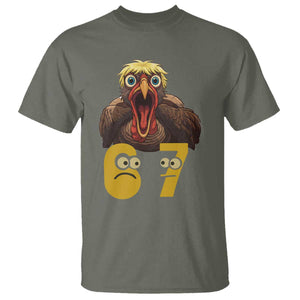 Six Seven Meme Turkey T Shirt Trending Gen Alpha Thanksgiving Gift TS12 Military Green Print Your Wear