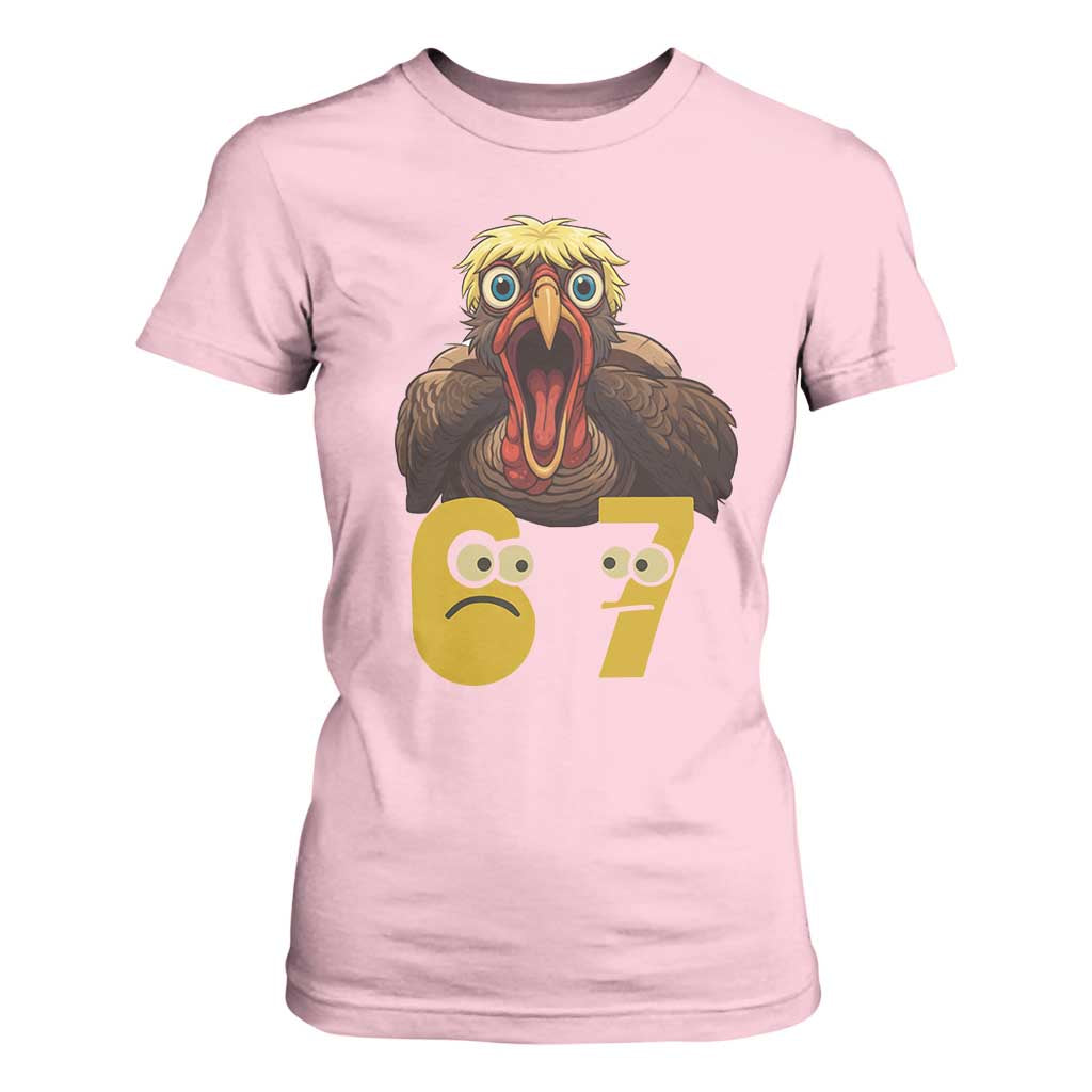 Six Seven Meme Turkey T Shirt For Women Trending Gen Alpha Thanksgiving Gift TS12 Light Pink Print Your Wear