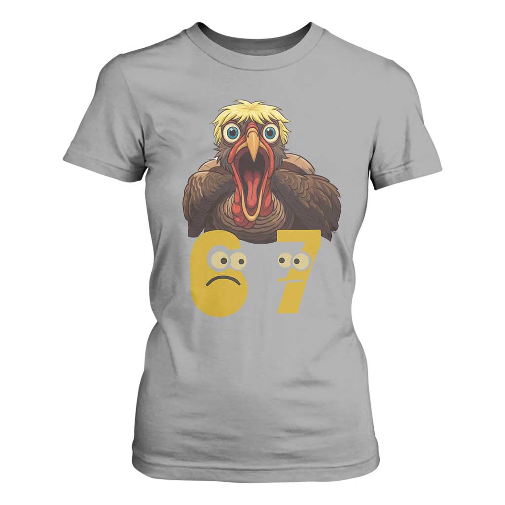 Six Seven Meme Turkey T Shirt For Women Trending Gen Alpha Thanksgiving Gift TS12 Sport Gray Print Your Wear