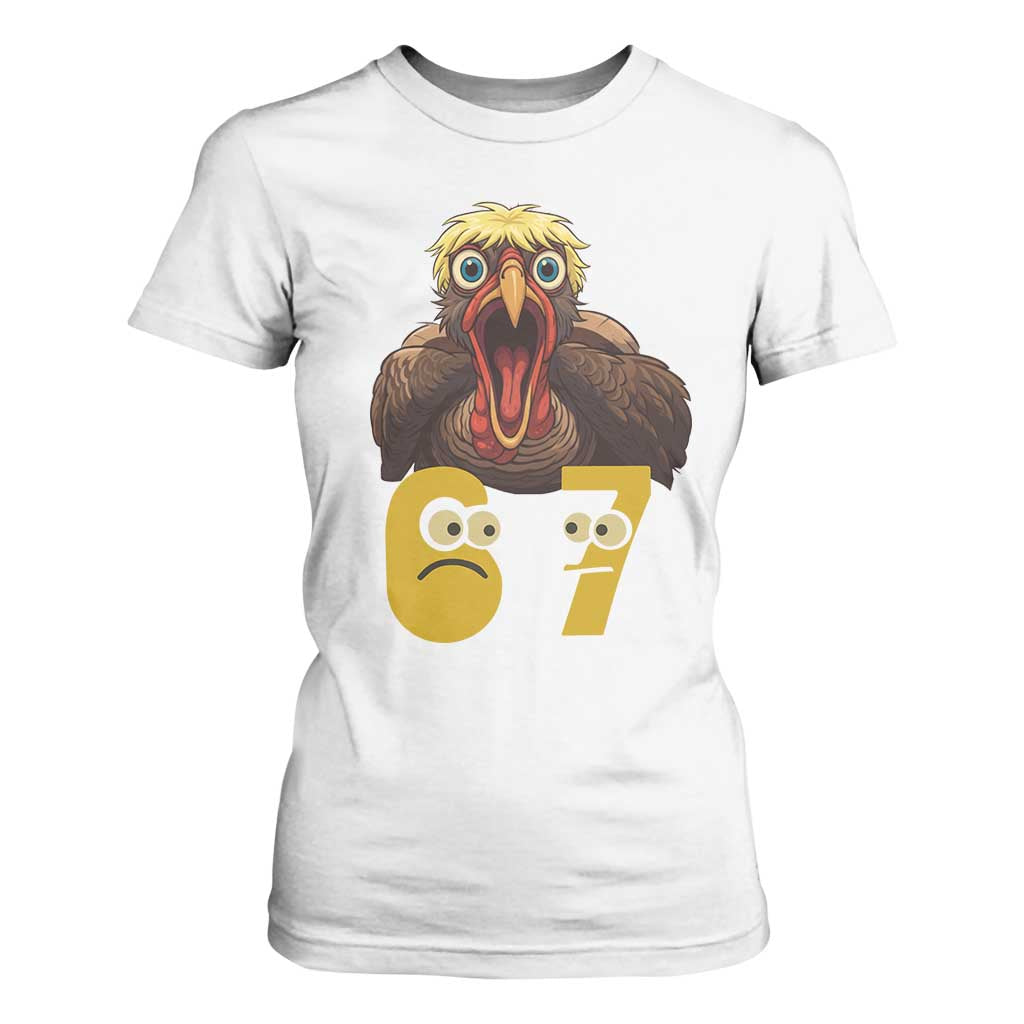 Six Seven Meme Turkey T Shirt For Women Trending Gen Alpha Thanksgiving Gift TS12 White Print Your Wear