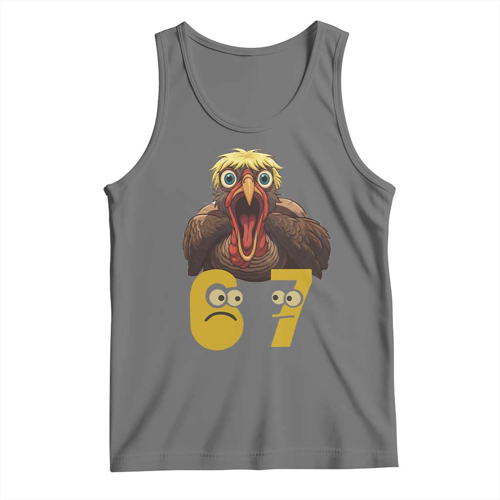 Six Seven Meme Turkey Tank Top Trending Gen Alpha Thanksgiving Gift TS12 Black Heather Print Your Wear