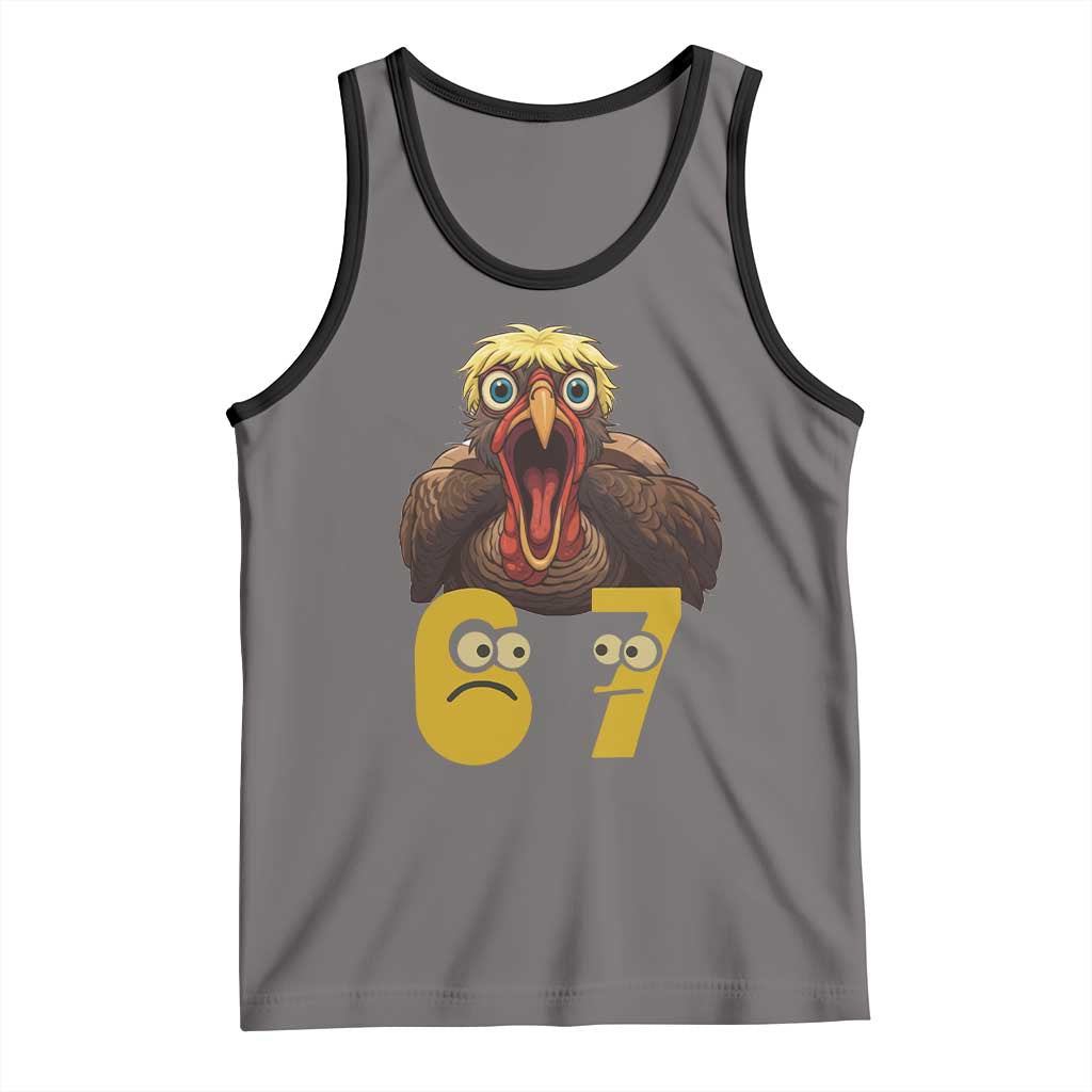 Six Seven Meme Turkey Tank Top Trending Gen Alpha Thanksgiving Gift TS12 Deep Heather Black Print Your Wear