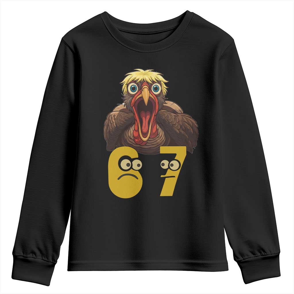 Six Seven Meme Turkey Youth Sweatshirt Trending Gen Alpha Thanksgiving Gift TS12 Black Print Your Wear
