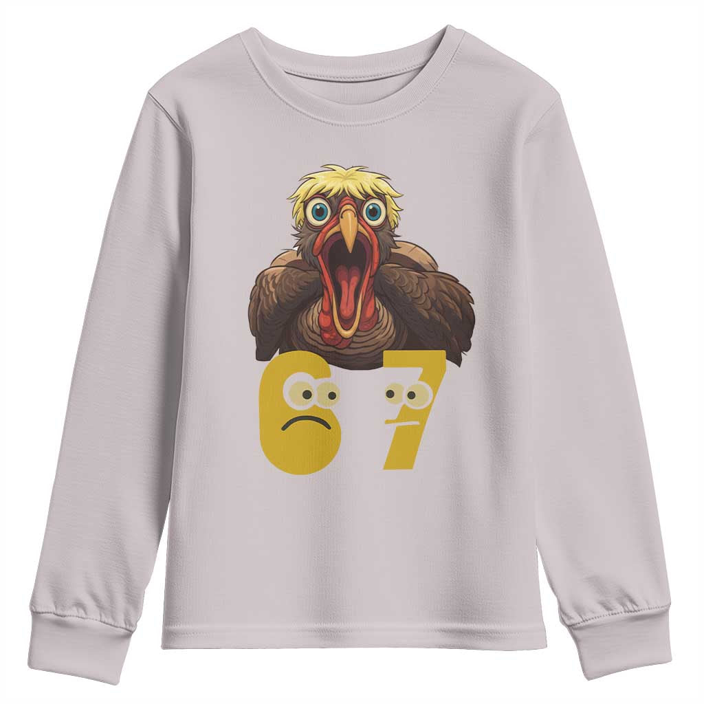 Six Seven Meme Turkey Youth Sweatshirt Trending Gen Alpha Thanksgiving Gift TS12 Ice Gray Print Your Wear