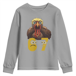 Six Seven Meme Turkey Youth Sweatshirt Trending Gen Alpha Thanksgiving Gift TS12 Sport Gray Print Your Wear